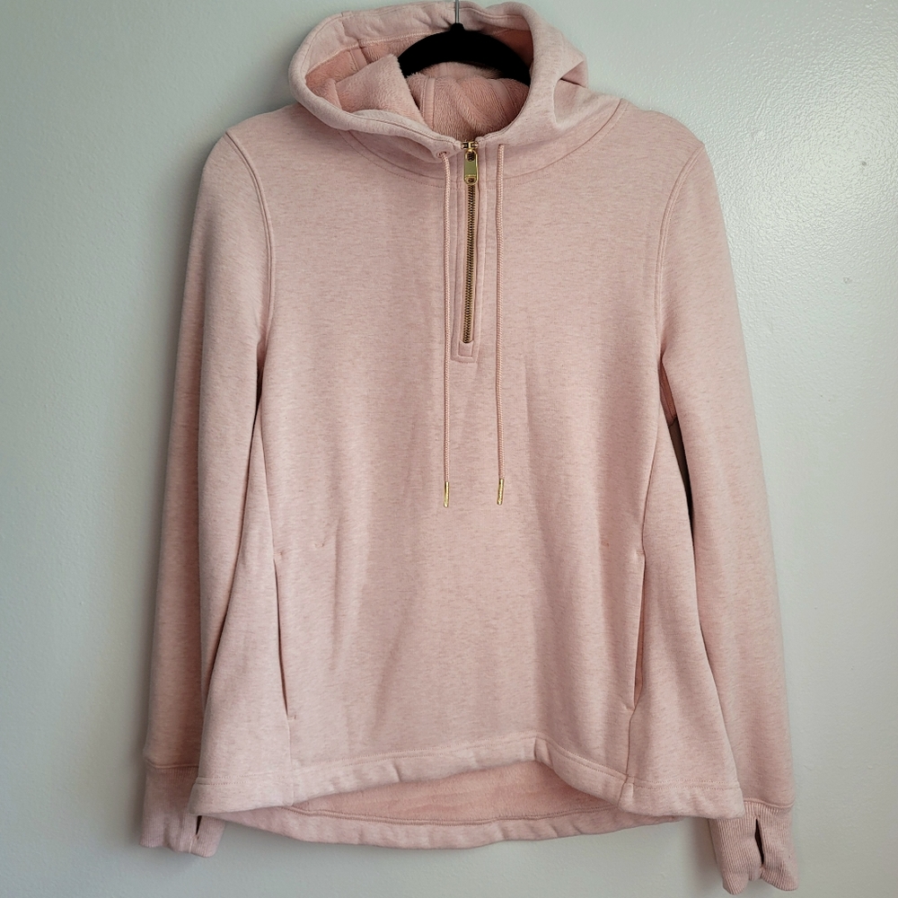 Athleta Cozy Karma 1/4 Zip Hoodie Pullover S Pink